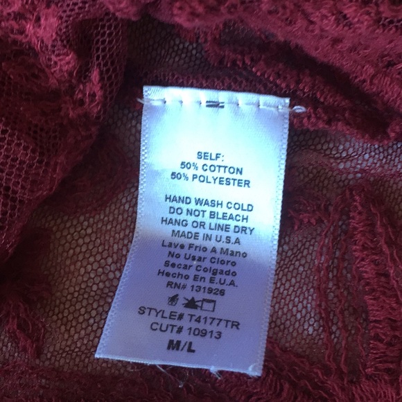 Burgundy Sexy Crochet Lace Top - Picture 8 of 8